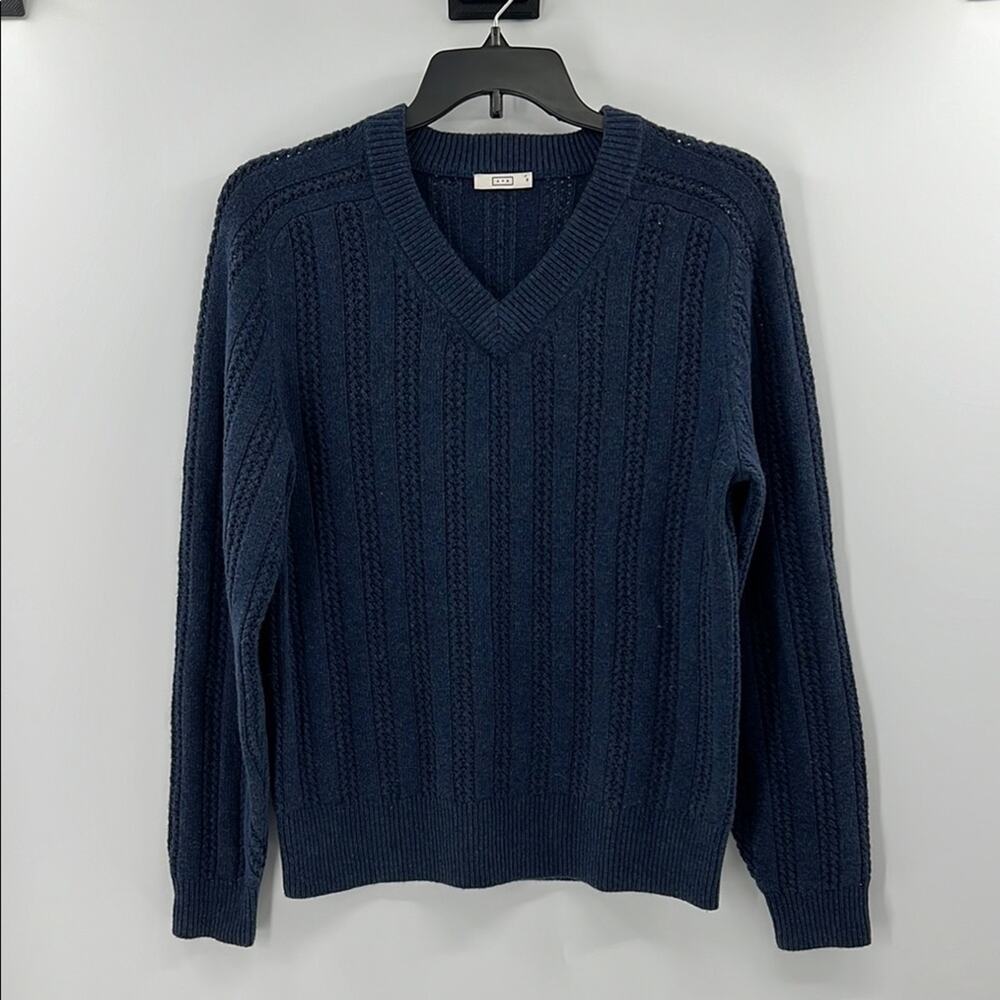 AYR Men's The Links Superfine Merino Wool Blend Sweater - Prussian - Medium